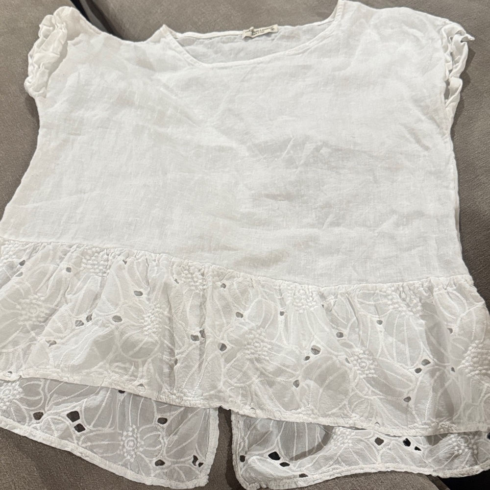 Terzo Millennio White Lace Trim Women's Top